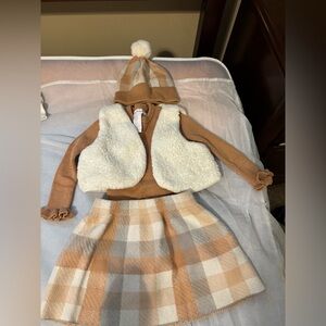 Cozy Tan and Cream Plaid Outfit Set
